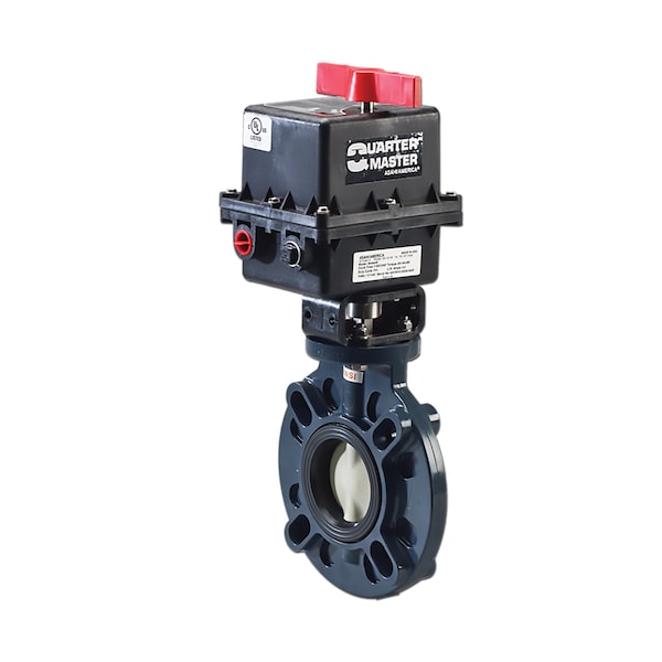 Valve, Actuated Butterfly, 1-1/2", PVC/EPDM