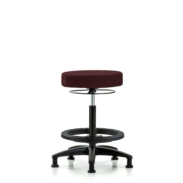 Rutledge Fab Stool without Back-High Bench Height with Black Foot RingandStat Glides in Burgundy Fab