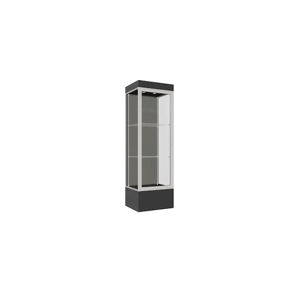 Lighted Floor Display Case 24x76x20, 12" Base, Satin