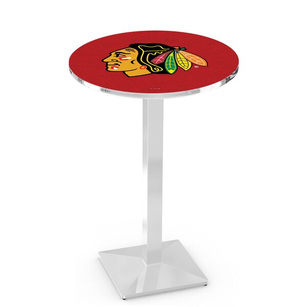 42" Chrome Chicago Blackhawks Pub Table, 36" dia. Top