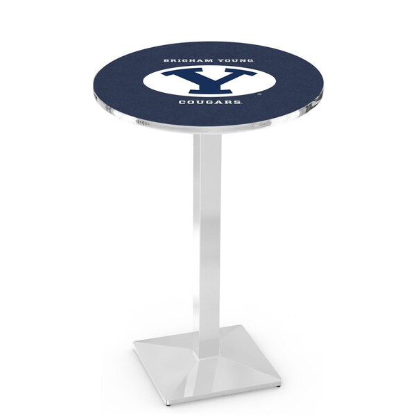 42" Chrome Brigham Young Pub Table, 36" dia. Top