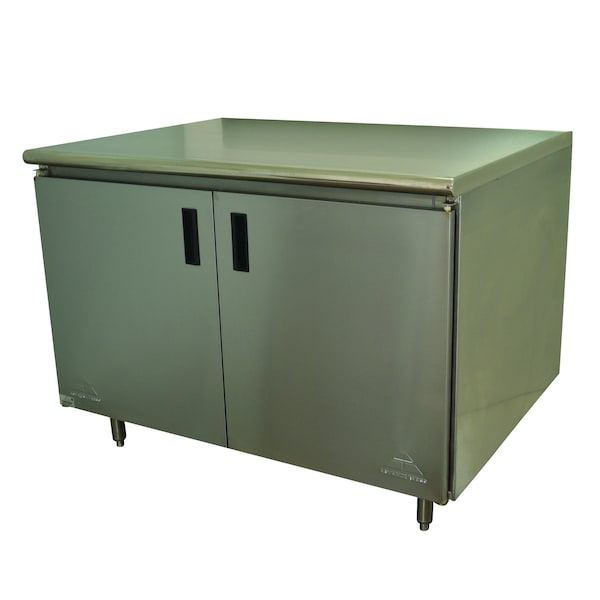 Work Table 60 in.W x 30 in.D cabinet base with mid-shelf & hinged doors