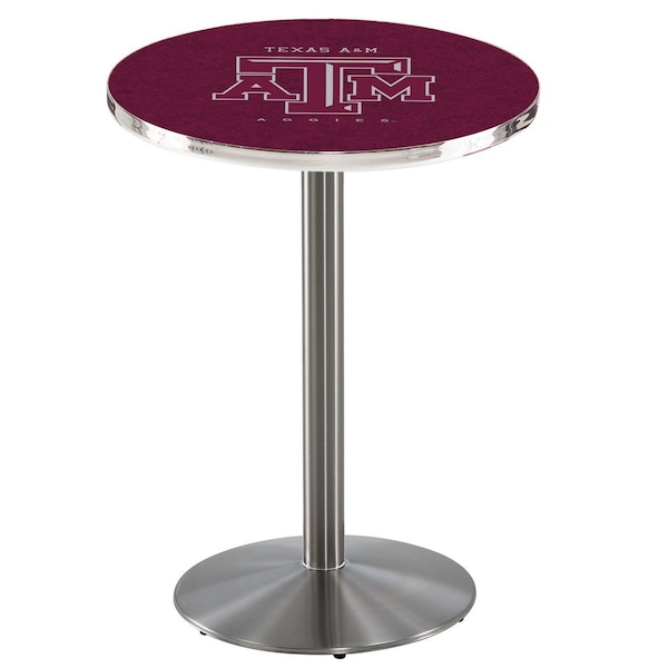 42" Stainless Steel Texas A&M Pub Table, 36" dia. Top