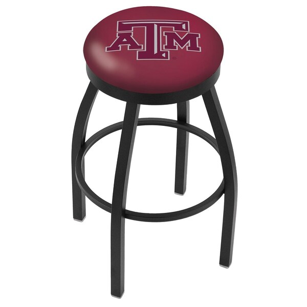 25" Blk Wrinkle Texas A&M Swivel Bar Stool, Accent Ring