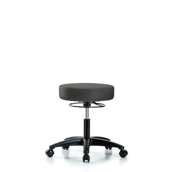 Desk Stool, Vinyl, Casters, Gry