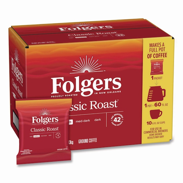 Classic Roast Ground Coffee Fraction Pack, 1.2 oz Packets, PK42