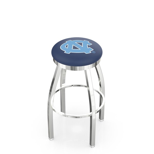25" Chrome North Carolina Swivel Bar Stool, Accent Ring