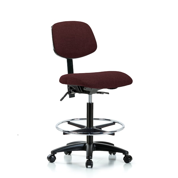 Chair, Fab, Hi Bench, Tilt CF Casters, Bur, No Arms, 26" to 35-1/2" Height, Burgundy
