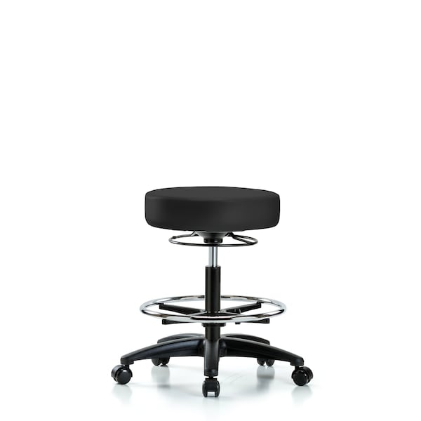 Bench Stool, Med, Vinyl, CF, Casters, Gry