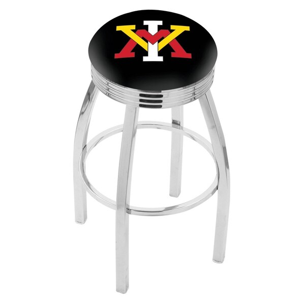 25" Chrome Virginia Military Institute Swivel Bar Stool, Accent Ring