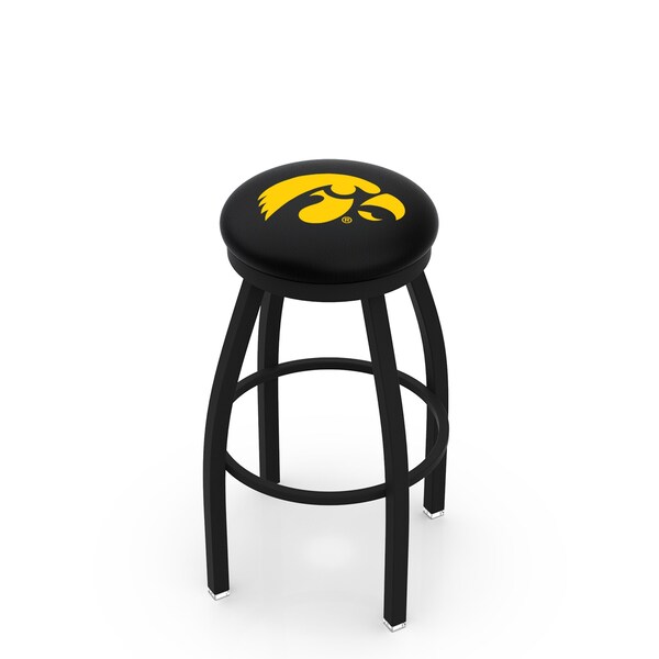 25" Blk Wrinkle Iowa Swivel Bar Stool, Accent Ring