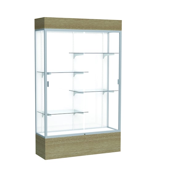 Reliant Lighted Floor Case, White Back, Satin, 48"Wx80"Hx16"D