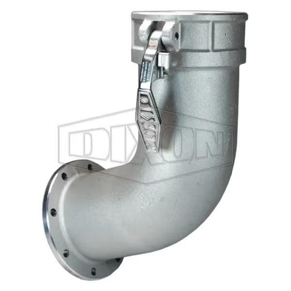 Type GF Cam and Groove Elbow, 4 in Nominal, Railroad Tank Car TTMA Flange x Boss-Lock Coupler End St