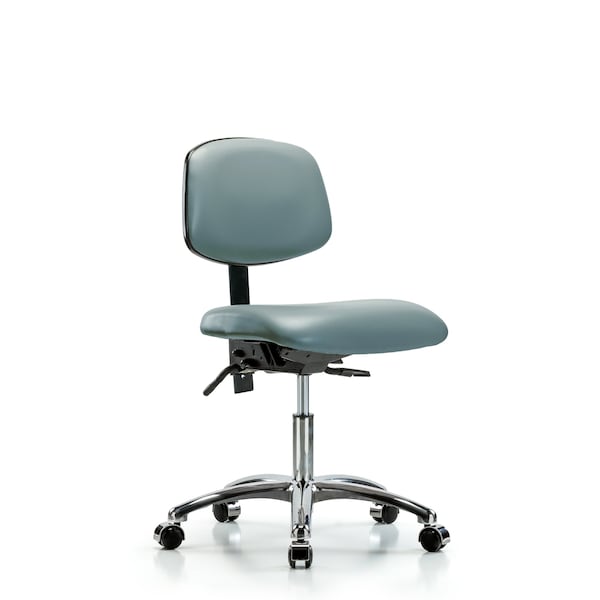 Vinyl Chair Chrome, Desk, Tilt, Casters, Storm