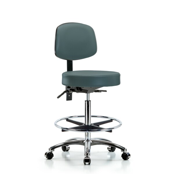 Bench Stool, Hi, Vin, Bk, Chrome, CF, Cast, Blu
