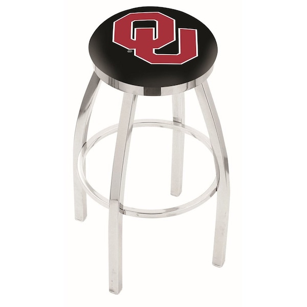25" Chrome Oklahoma Swivel Bar Stool, Accent Ring
