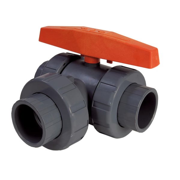 Manual 3-Way Ball Valve, 3/4", PVC