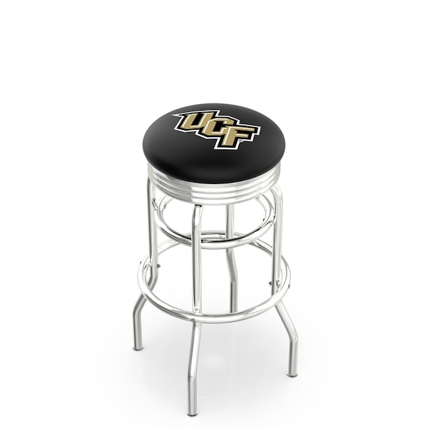 25" Chrome 2-Ring Central Florida Swivel Bar Stool, Accent Ring