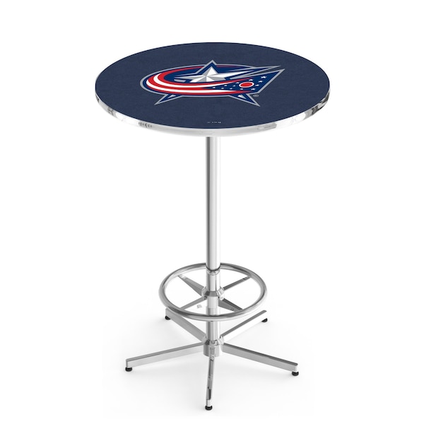42" Chrome Columbus Blue Jackets Pub Table, 36" dia. Top