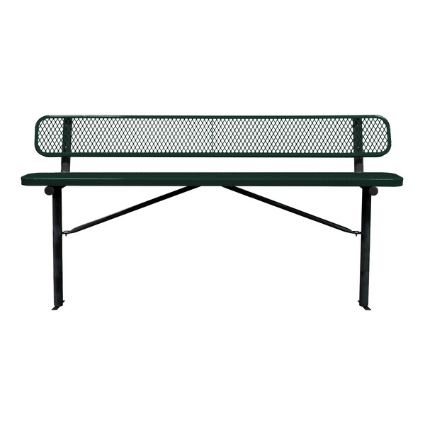 Bench/Back, Ingroud Mount, 8ft., Blk/Grn