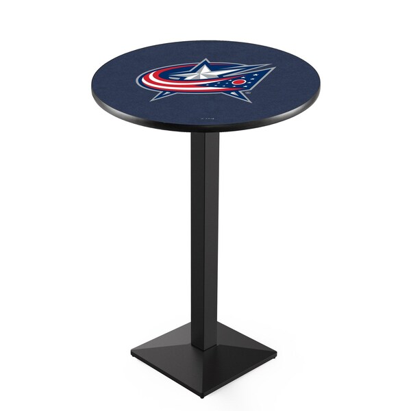 42" Blk Wrinkle Columbus Blue Jackets Pub Table, 36" dia. Top