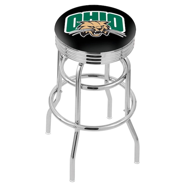 25" Chrome 2-Ring Ohio University Swivel Bar Stool, Accent Ring
