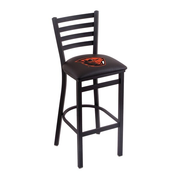 25" Blk Wrinkle Oregon State Stationary Counter Stool, Ladder Back