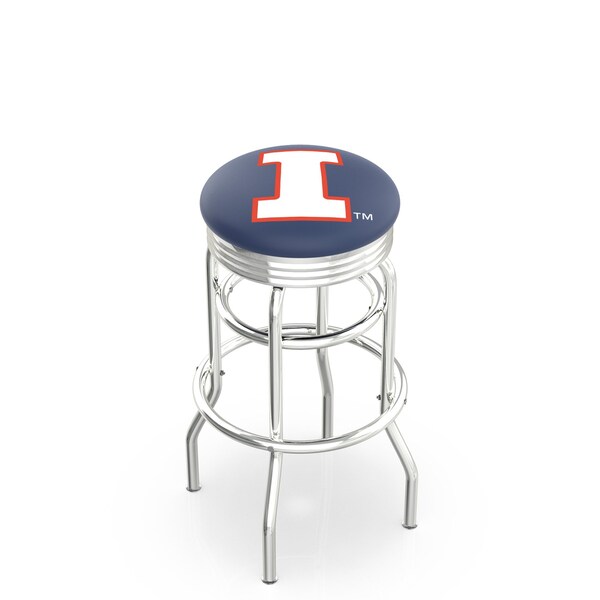 25" Chrome 2-Ring Illinois Swivel Bar Stool, Accent Ring