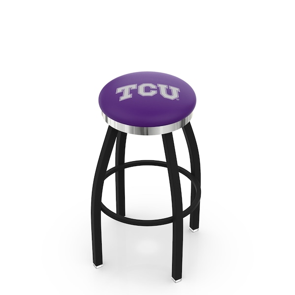 25" Blk Wrinkle TCU Swivel Bar Stool, Chrome Ring