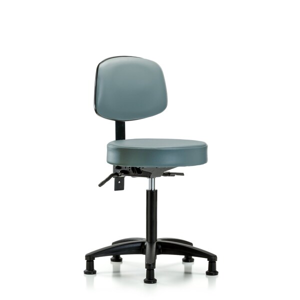 Vinyl Stool, Back, Med Bench, Glides, Storm