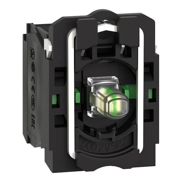 Complete body/contact assembly and light block, Harmony XB5, XB4, with body/fixing collar, universal LED, 230.240V, 2NO