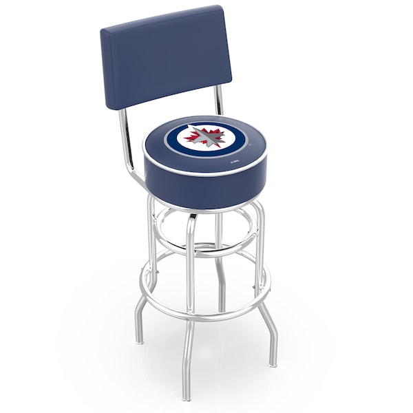 25" Chrome 2-Ring Winnipeg Jets Swivel Bar Stool, Back