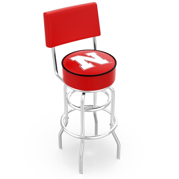 25" Chrome 2-Ring Nebraska Swivel Bar Stool, Back
