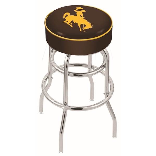25" 4" Wyoming Cushion Seat, Double-Ring Chrome Swivel Bar Stool