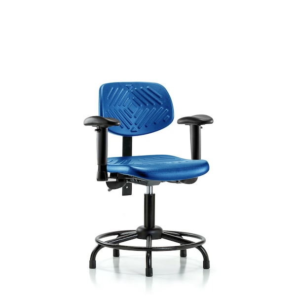 Poly Chair Round Tube Base, Desk, Tilt, Arms, Glides, Blue