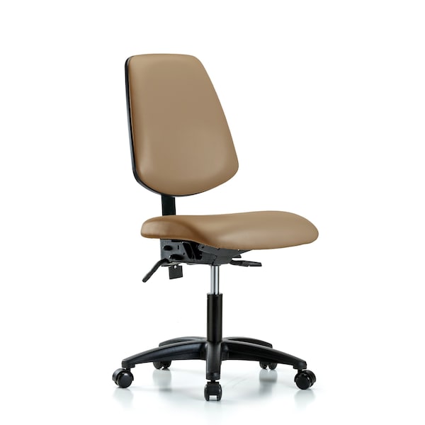 Desk Chair No Arms, 18" to 23" Height, Vinyl, Taupe