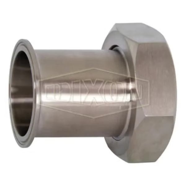 Clamp Adapter with Hex Nut, 2 in, Clamp x Plain Beveled Seat, 304 SS, Domestic