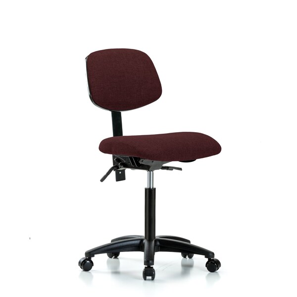 Chair, Fabric, Med Bench, Casters, Bur, No Arms, 22" to 29" Height, Burgundy