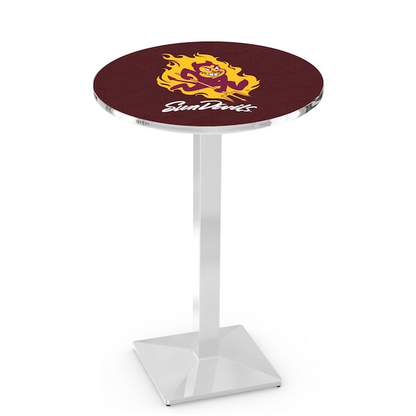 42" Chrome Arizona State Pub Table, Sparky Logo, 36" dia. Top