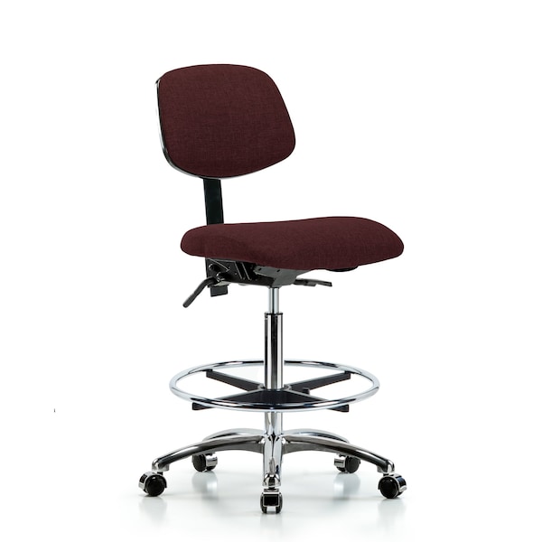 Chair, Fab, Hi Bench, Chr Tilt CF Cast, Bur, No Arms, 26" to 35-1/2" Height, Burgundy