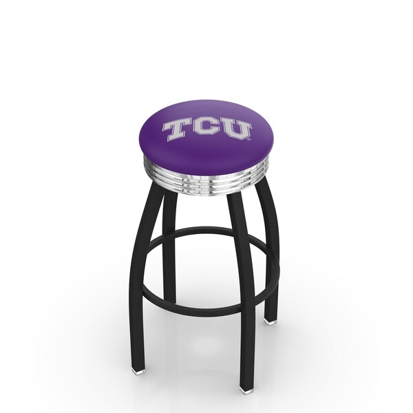 25" Blk Wrinkle TCU Swivel Bar Stool, Chrome Ring