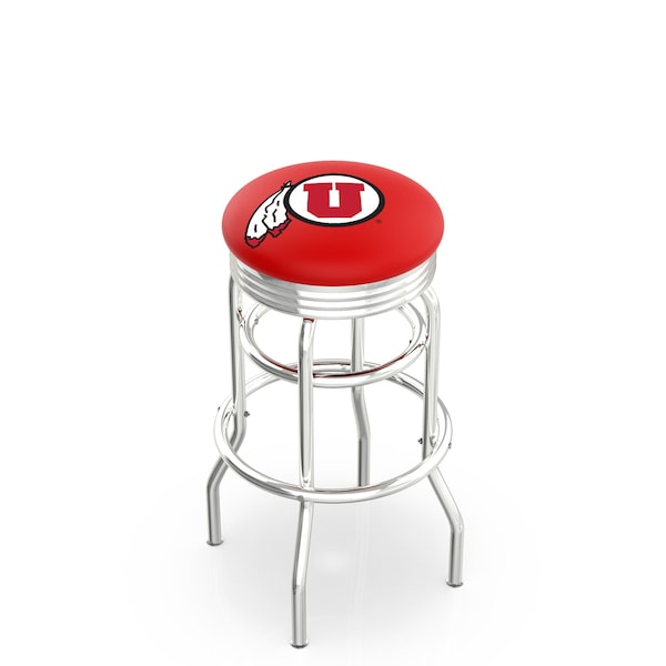 25" Chrome 2-Ring Utah Swivel Bar Stool, Accent Ring