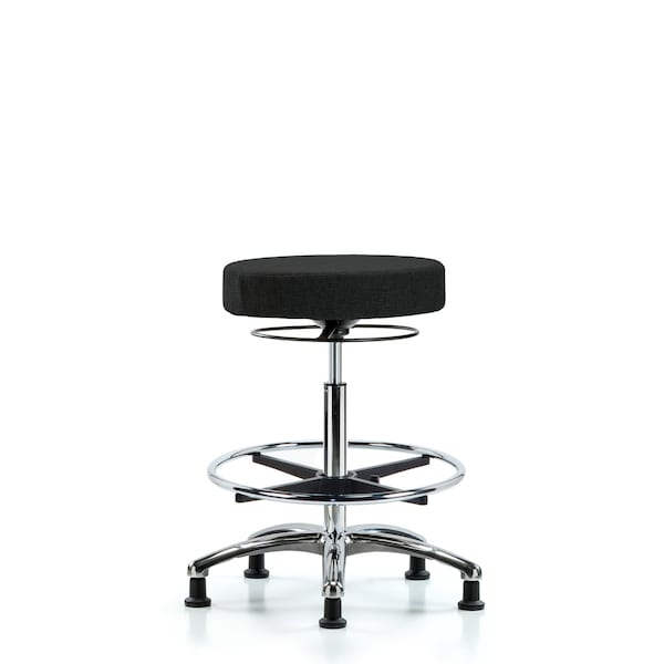 Bench Stool, Hi, Fabric, Chrom, CF, Glids, Blk