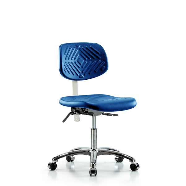 Poly Clean Room Chair, Desk, Tilt, Casters, Blue