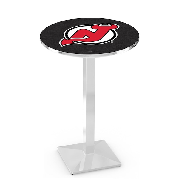 42" Chrome New Jersey Devils Pub Table, 36" dia. Top