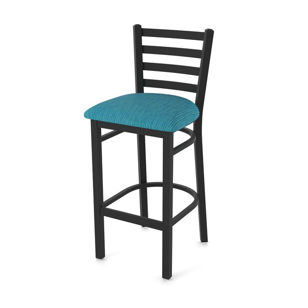25" Stationary Counter Stool, Black Wrinkle, Graph Tidal Seat