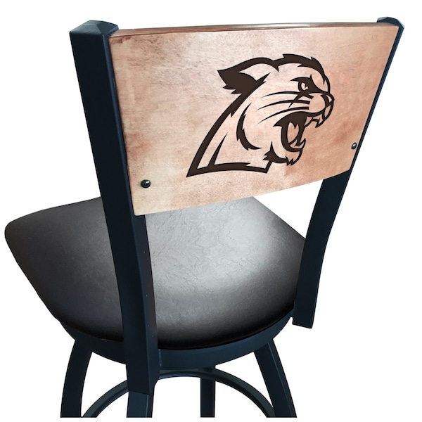 25" Blk Wrinkle Northern Michigan Swivel Bar Stool, Laser Engraved Back