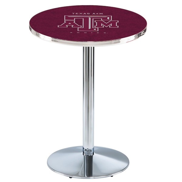 36" Chrome Texas A&M Pub Table, 36" dia. Top