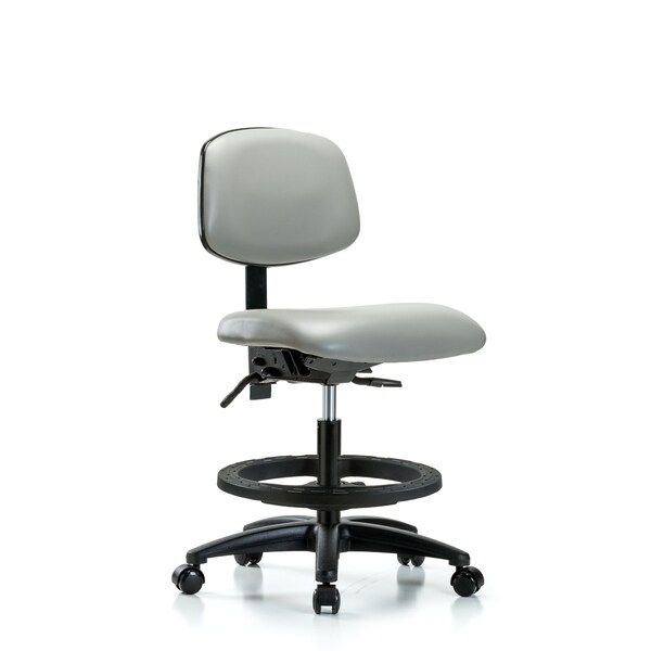 Chair, Vinyl, Med Bench, BF Casters, Dov, No Arms, 22" to 29" Height, Dove