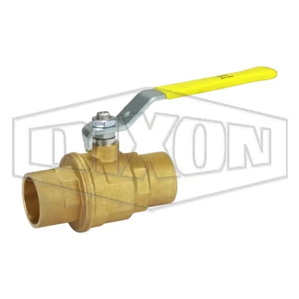 Ball Valve, 1 in Nominal, Solder End Style, Brass Body, Full Port, PTFE Seat/Seal/Thrust Washer Soft